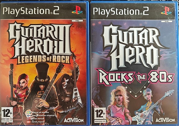 PS2 Guitar Hero III ja PS2 Guitar Hero Rocks the 80's