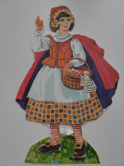 Paperinukke PUNAHILKKA + vaatteita, vintage