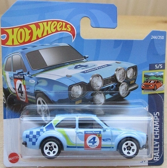 Ford Escort I RS1600 Sedan 2D Baby-Blue 1970 Hot Wheels 1:64 hieno ralliauto