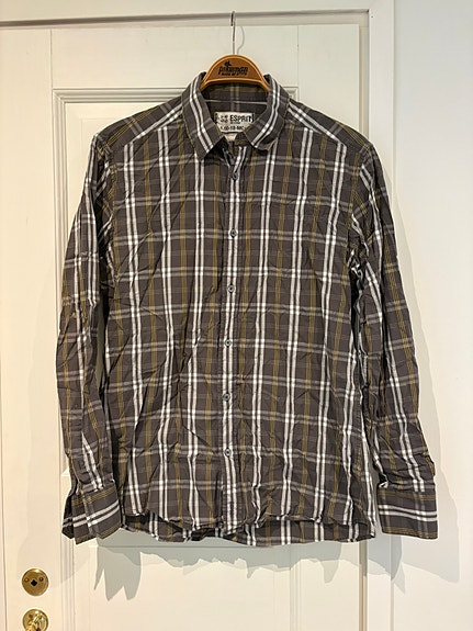 Esprit harmaa ruudullinen kauluspaita XL