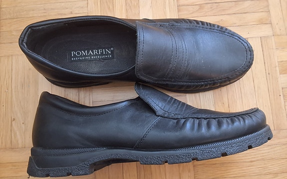 Pomarfin miesten nahkakengät, kerran käytetty. Koko 45-45,5