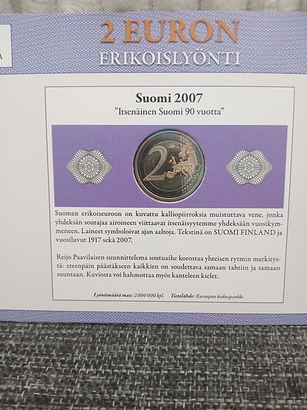 Suomi 2007 2 euron erikoisraha "Itsenäinen Suomi 90 vuotta"