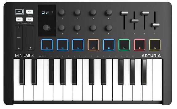 Arturia Minilab 3 musta MIDI näppäimistö USB-C 25 kosketinta