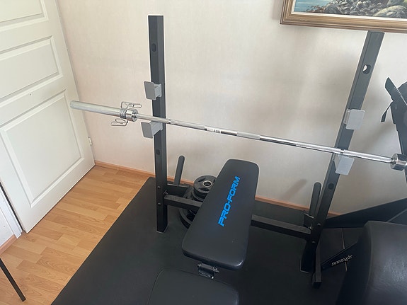 ProForm- penkki, laakeroitu tanko ja levypainot