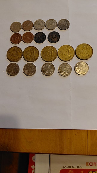 Suomen 50 pennin kolikot 19kpl