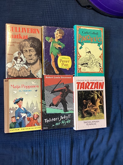 Gulliver, Peter Pan, Pinokkio, Maija Poppanen, Tohtori Jekyll ja Mr Hyde, Tarzan