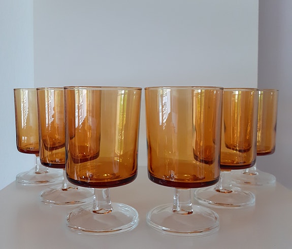 LUMINARC Viini-/juomalasi. Keltainen. 6 kpl. Vintage.