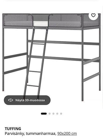 IKEA parvisänky metallinen harmaa