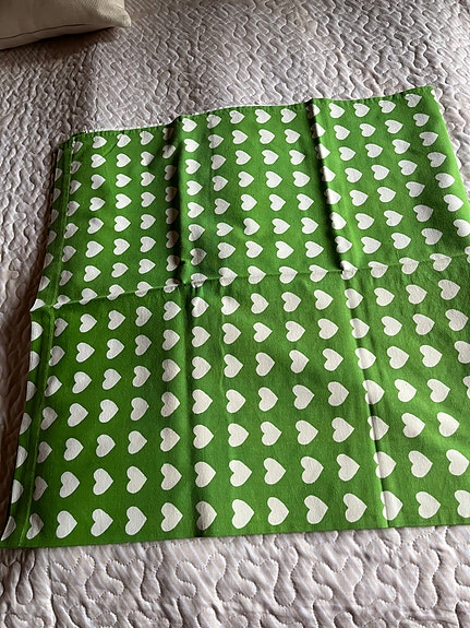 Tampella Cook Collection vihreä sydänkuosinen pöytäliina, retroa