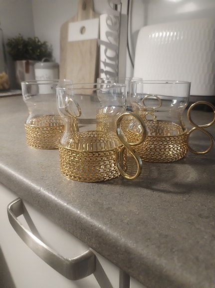 Iittala Tsaikka lasit kullatuilla pidikkeillä 4 kpl