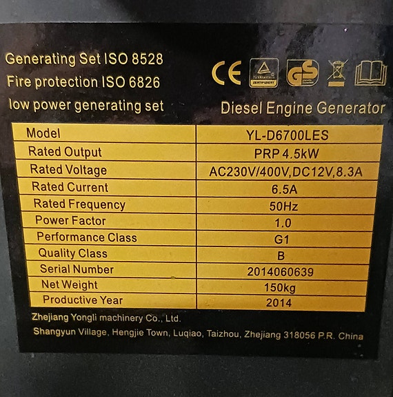 Aggregaatti diesel 4,5kW 400V 3-vaihe