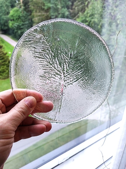 Vintage Humppila -lasilautanen, 16 cm, Männynoksa, Kaija Aarikka, Suomi