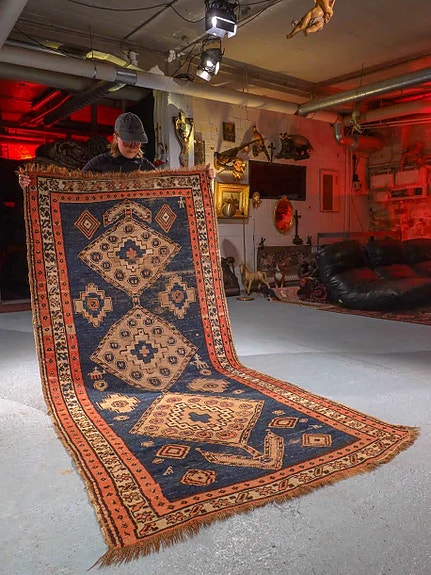 Rauhallinen puoliantiikkinen käsinsolmittu persialainen matto - 250 x 125 cm