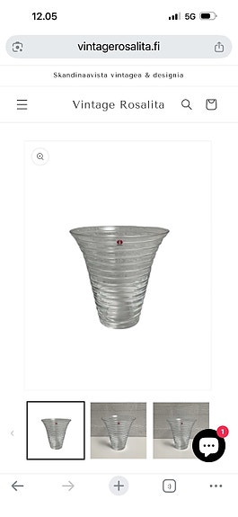 Iittala Aalto maljakko kirkas lasi
