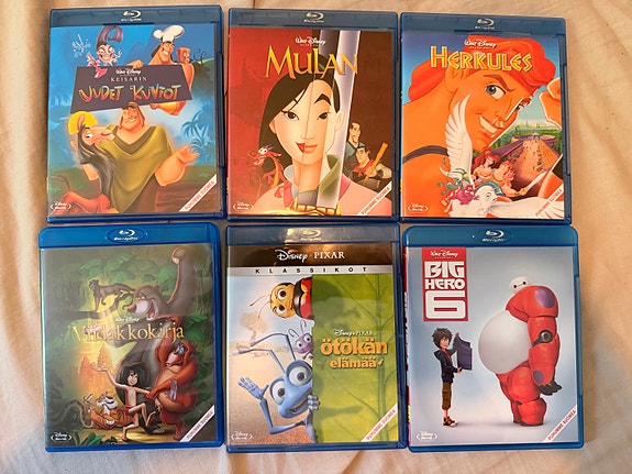 Disney Blu-ray -elokuvat: Mulan, Hercules, Viidakkokirja jne.