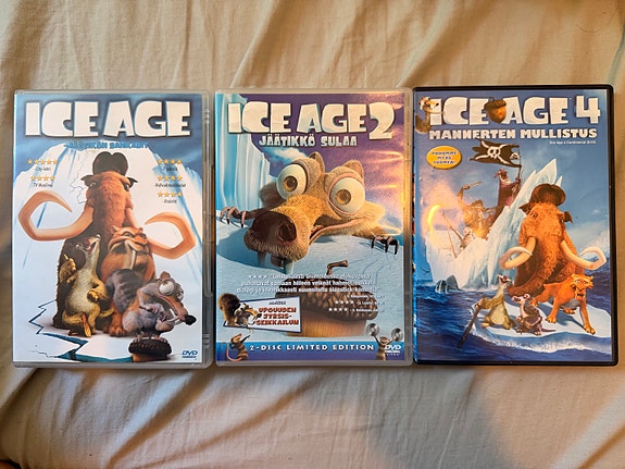 Ice Age DVD-elokuvat 1, 2 ja 4