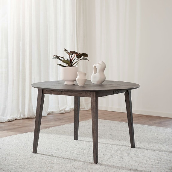 OUTLET Rowico Home Filippa jatkettava ruokapöytä pyöreä 120-165 cm tummanruskea,