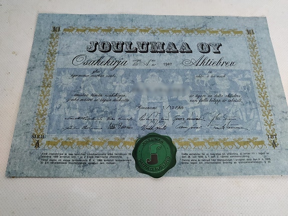 Joulumaa Oy osakekirja