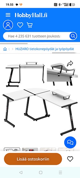 Työpöytä, kulmamallia