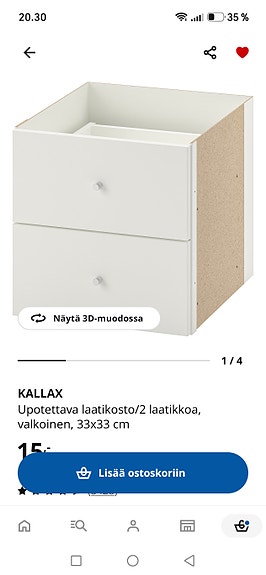 Ikea kallax vetolaatikot 2 tai 4kpl