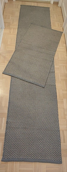 Harmaa puuvilla-paperinarumatto 74x340 cm