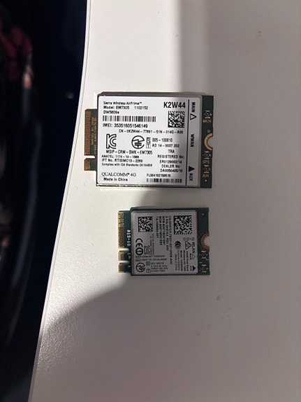 Dell WWAN 4G Mini PCIe (EM7305) + Intel AC 7265 M.2 WLAN -kortit