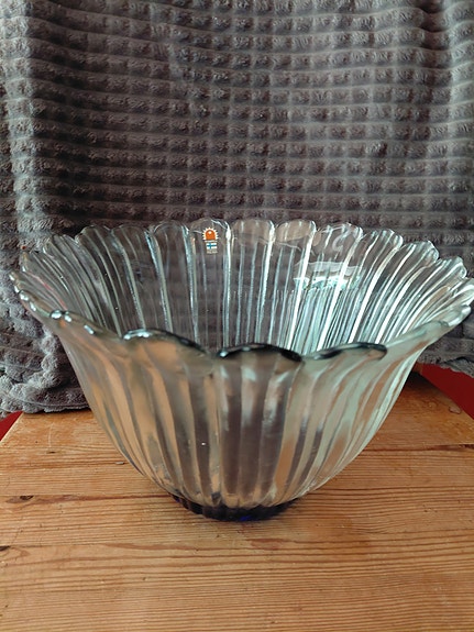 Iittala/humppila lasikulho sininen Auringonkukka