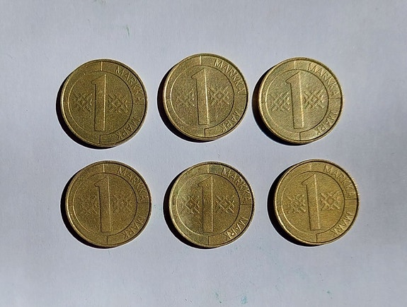 Suomi 1 markka 1993 kolikot 6 kpl