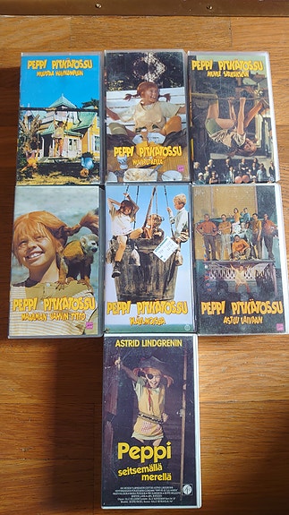 Peppi Pitkätossu VHS-kasetit.