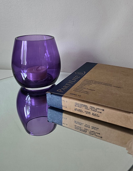 PartyLite Ametisti -somiste + 12 tuikkivaa