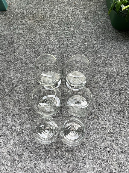 6kpl vanhoja konjakkilaseja