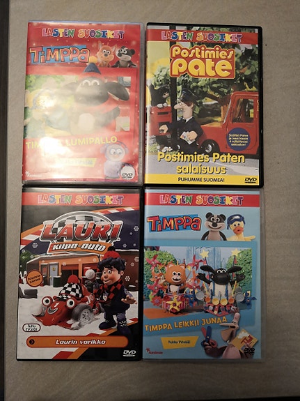 Lasten DVD-paketti Timppa, Postimies Pate ja Lauri kilpa-auto