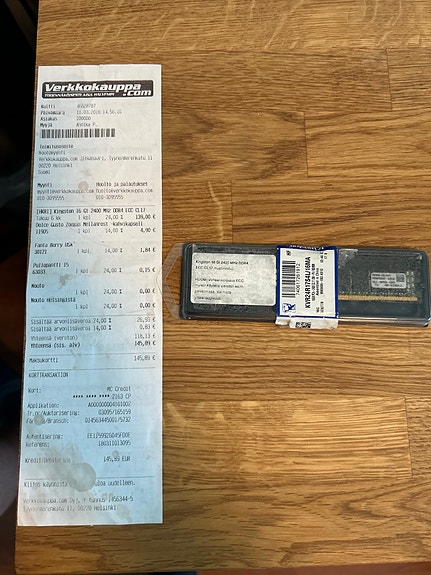 Kingston 16 Gt DDR4 2400 MHz ECC RAM-muisti