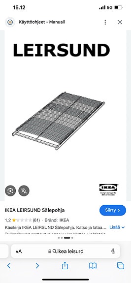 IKEA sälepohja 80x 200cm sänkyyn