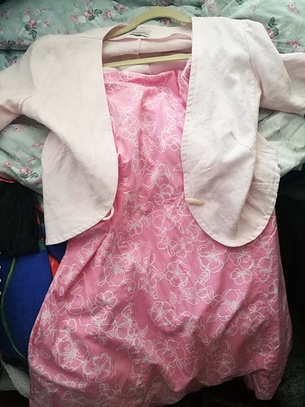H&M-Pellava jakku&kukkakuosi pinkki-valkoinen