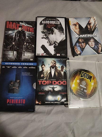 Max Payne, Perikato, Top Dog, Hard Boiled Sweets, X-Men 2 ja Doom DVD-elokuvat