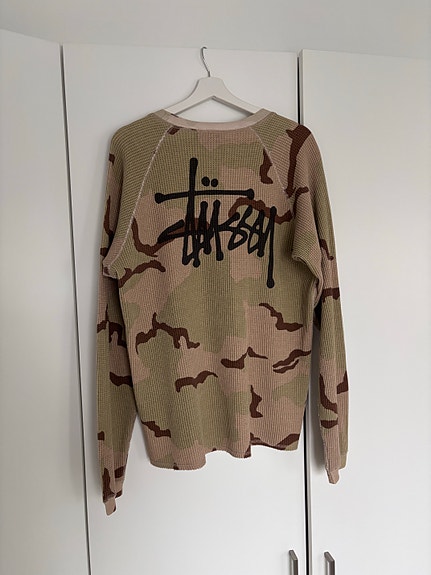 Stussy Basic Thermal Camo Longsleeve Knit Sand Camo | Tori