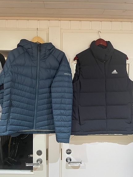 Uudet Craft untuvatakki ja Adidas untuvaliivit + laskettelutakki