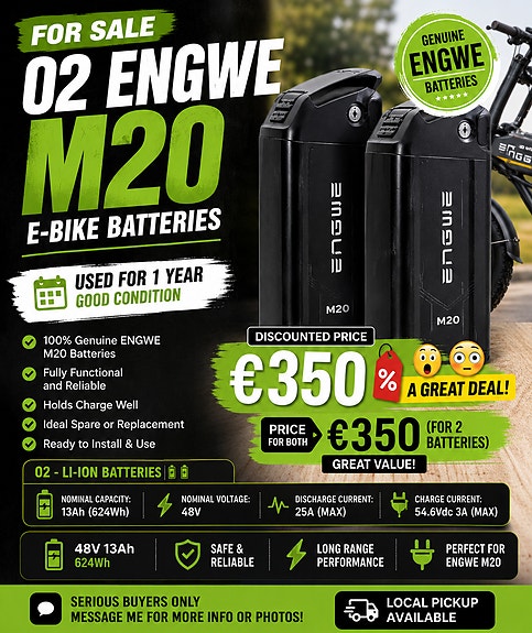 ⚡⚡ FOR SALE – 02 Genuine ENGWE M20 Li-ion E-Bike Batteries 🔋🔋⚡⚡