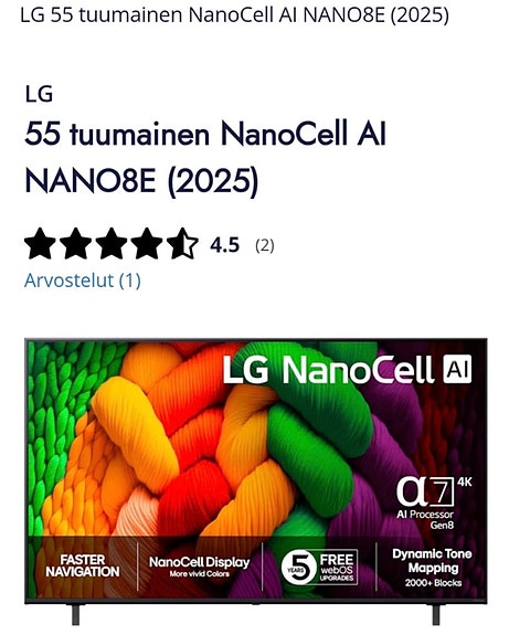 LG NanoCell NANO8E 55" 4K TV