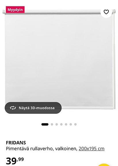 IKEA FRIDANS valkoinen rullaverho