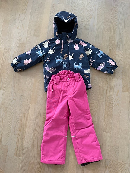 Lindex toppatakki ja Jonathan toppahousut 116