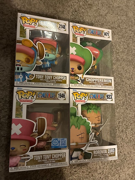 Funko Pop One Piece - Tony Tony Chopper, Chopperemon ja Roronoa Zoro figuurit