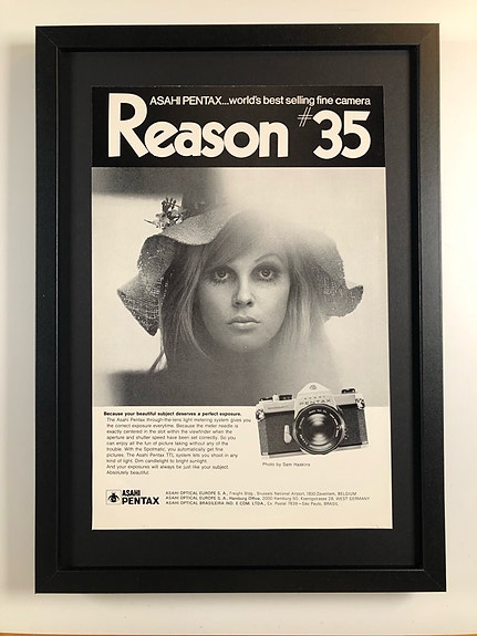 Framed 1971 Vintage Asahi Pentax Spotmatic Camera Original Magazine Ad