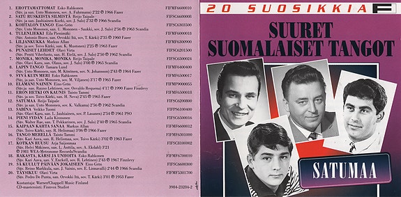 Suuret Suomalaiset Tangot - 1998 - 20 Suosikkia - Satumaa - CD