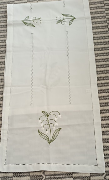 Hieno valkoinen kaitaliina 140 cm+2 pikkuliinaa
