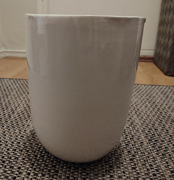 Korkea valkoinen kukkaruukku