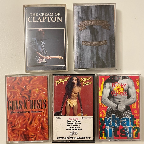 Eric Clapton, Bon Jovi, Guns N’ Roses. Ted Nugent. RHCP. kasettipaketti 5 kpl