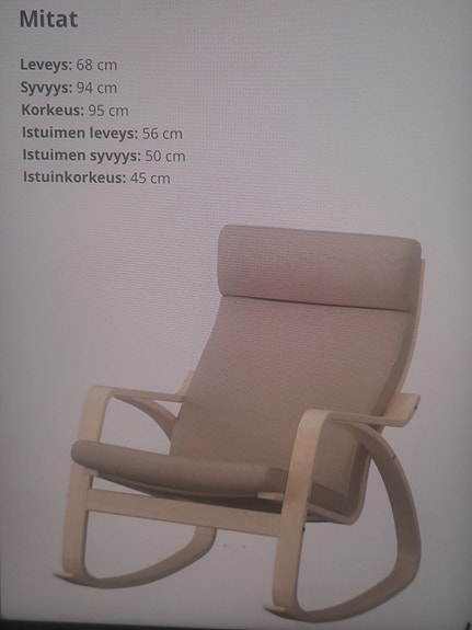 IKEA nojatuoli vaalea puu ja beige kangas