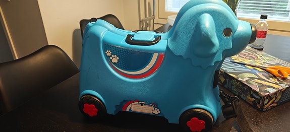 Vedettävä koira matkalaukku pienelle lapselle.